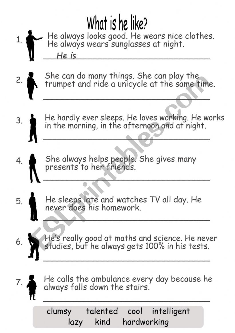 What s He Like Personality Adjectives And Descriptions ESL Worksheet 